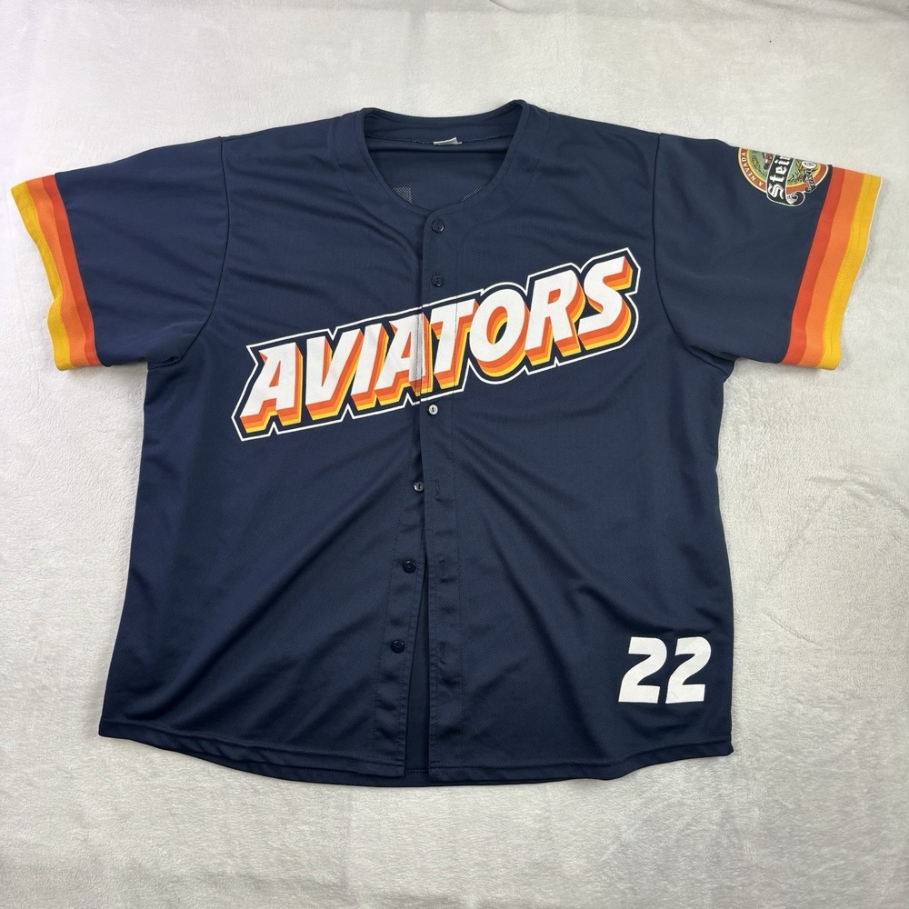 Las Vegas Aviators Steiner's Blue Short Sleeve Button Baseball Jersey Men's XL